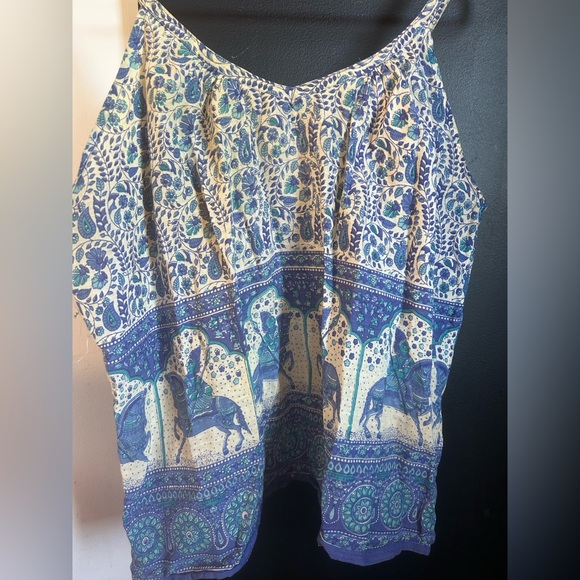 Vintage Avatar Indian Cotton Handblocked Paisley Tank Top Size L - Picture 5 of 12